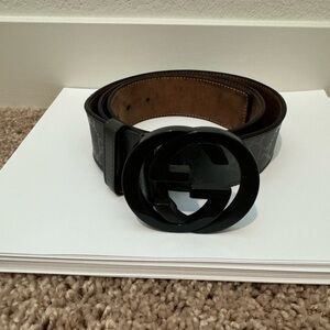 Gucci Double G Men’s Belt 90/36 authentic gunmetal grey